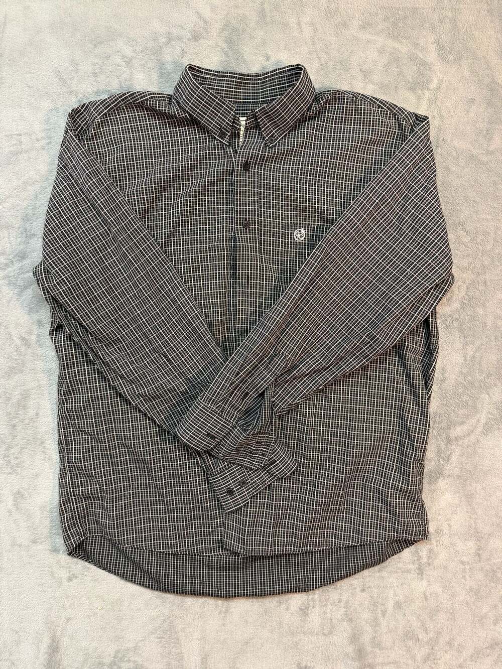 Gunnison Creek Outfitters Men's Black White Plaid Long Sleeve Button DownSize XL